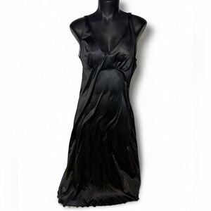 Smooth Black Satin Slip Chemise - Women's Intimates